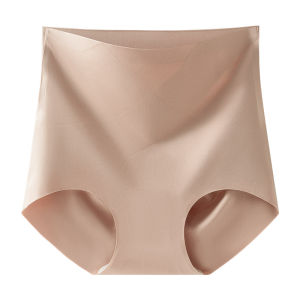 High Waist Seamless Silk Womens Underwear Antibacterial Extended Crotch Powerful Tummy Control Triangle Pants for Ladies