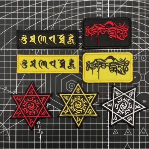 Tibetan Six-Syllable Mantra Embroidered Magic Stick Badge Sleeve Patch Backpack Emblem Military Fan Personalized Tactical Morale Patch