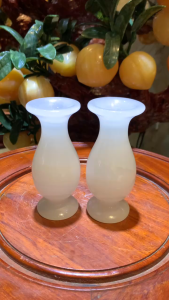 Cặp Lục Bình Mini Đá Ngọc Onyx Trắng Size 12cm- Đá Phong Thuỷ PAG