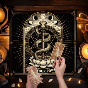 Spirit Snake Lotus Moon Phase Retro Altar Cloth Tarot Card Tablecloth Mysterious Vika Divination Ceremony Mat Meditation Decor
