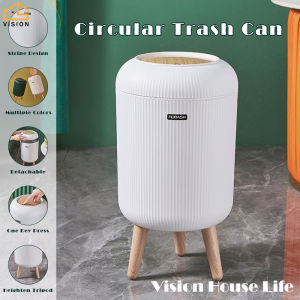 Vision Press Type Trash Can Japanese Garbage Can Household Sorting Bin Kitchen Dustbin with Cover Living Rooms Bathroom Waste Bin Paper Basket Storage Box