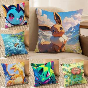 Bandai | Pokemon Ancient Pokemon Anime Plush Pillow Cover Soft Short Plush Cushion Cover For Sofa Bedroom Home Decor Gift