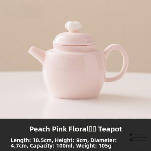 Handmade Ceramic Peach Pink Flower Teapot Jojos L. PDTownship Simple Nordic Style Tea Set for Home Use Color Glaze