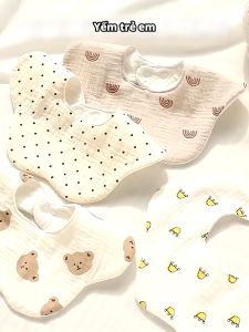 Khăn Yếm Dãi Chống Thấm Chất Liệu Xô Mềm Mịn Không Xù Lông 2 Nấc Điều Chỉnh Giúp Bé Thoải Mái Không Ngột Ngạt