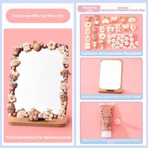 XICAI | DIY Creative Figure Cream Clay Decorative Wooden Folding Mirror Kit