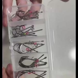 25pcs/Box Shrimp Back Hook Spring Live Shrimp Rigged Ready-Made Lure for Sea Bass and Rockfish Fishing 1/0-5/0hook