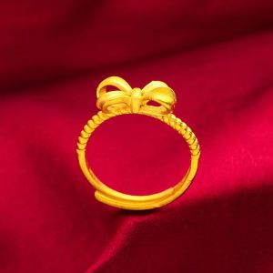 Cincin Desain Pita Wanita Elegant Golden Bow Ring Fashion