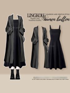 NUMEN BUTTON | Large Size Autumn Style Unique Sweater and Dress Set