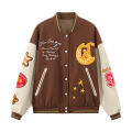 JNXS | Vintage Embroidered Loose Fit Fall Baseball Jacket. 