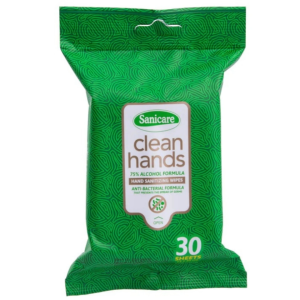 Sanicare Clean Hands Alcohol Wipes 30 Sheets - Zesty Bergamot