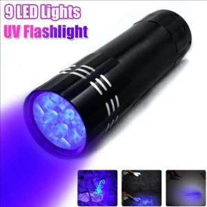 9LED UV 395nm Aluminum Alloy Flashlight Mini UV LED Ultraviolet Flashlight Portable Waterproof Fluorescent Agent Detection Lamp