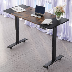 BilBil 55 inches Electric Standing Desk Single Motor Desk Height Adjustable Stand Desk 140cm with Table Top Rectangle Type With Wheel
