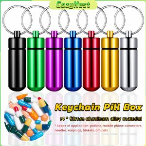 C.N. Aluminum Keychain Medicine Box Portable Mini Travel Medicine Box Vitamin Box