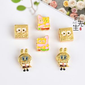 Tự Làm SpongeBob SquarePants Vòng Tay Hạt Dây Xốp Vàng Dây Xích Tay Cho Trẻ Em Vàng Truyền Thống Màu Cát Vòng Tay Sao Biển