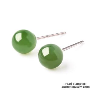 LINGFEI | Natural Hetian Jade Emerald Green S925 Silver Earrings