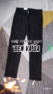 Quần bò jean nam dài đen vá da họa tiết THỎ phong cách chất jean co giãn tốt chuẩn form bền đẹp phối đồ dễ dàng giá tốt 25/06