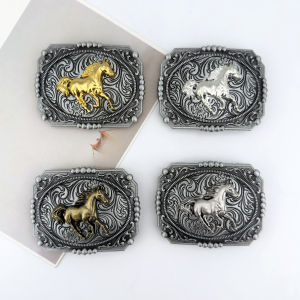 1PC Western Cowboy Retro Antique Golden Horse Engraved Pattern Fashion Versatile Belt Buckle Mens Accessories Wholesale