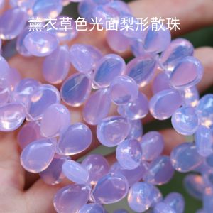 ลูกปัดหินควอตซ์สีม่วงลูกแพร์สีม่วงสำหรับทำห้อยต่างหู DIY ลูกปัดแบบโซ่ทำมือ