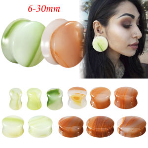 2-24PCS New Red & Green Agate Stone Double Flared Ear Plugs & Tunnels Solid Strengthened Weight Gauges Piercing Earring 6-30mm