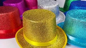 Magicians Gentleman Hat Glitter Sequins Hat Dance Show Party Hat Large Brim Jazz Hat