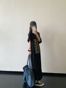 Loose Casual Lazy Long Style Emoji Printed Dress