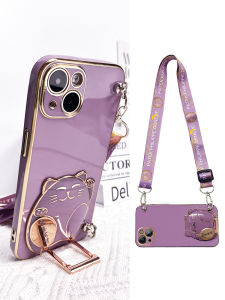 Redmi Note12 Silicone Phone Case Stand up Cat Design Crossbody Bag Compatible with Note15Pro Note14 Lens Full Coverage Note13 Anti-Fall