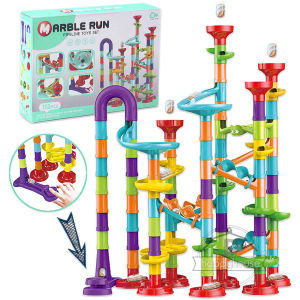 Marble Run Race Track Building Blocks เด็ก 3D Maze Ball ม้วนของเล่น DIY Marble Run Race Coaster ชุด 80/105 /109/133 pc คริสต์มาสของขวัญ