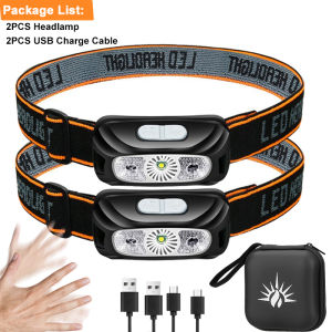 Strong Light Headlamp Portable LED Sensor Headlamp USB Rechargeable Head Flashlight Outdoor Camping Fishing Emergency Lantern