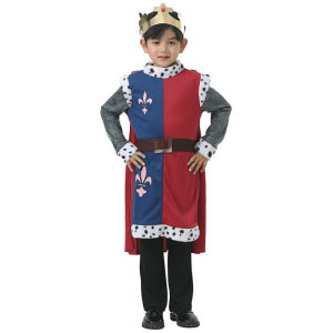 Medieval King Prince Costume Childrens Historical Theme Performance Stage Show Halloween Party Outfit Polyester Fiber 100%
