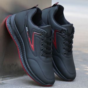 Giày Nam Mùa Thu Đông Mới Ấm Áp Thoải Mái Chống Trượt Chống Mài Mòn Giày Bốt Da Lót Lông Cừu Đế Cao Su Mũi Tròn