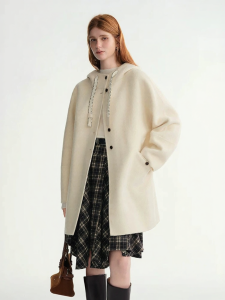 DUSHU | Slim Hooded Corduroy Wool Coat