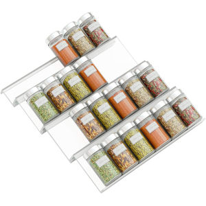 1/2/4PCS Spice Drawer Organizer Adjustable Seasoning Organizer Acrylic Spice Jars Rack Tray Expandable Cabinet Kitchen Shelves