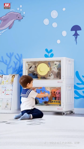 Foldable movable storage cabinet large capacity storage cabinet transparent home clothing and snack storage cabinet