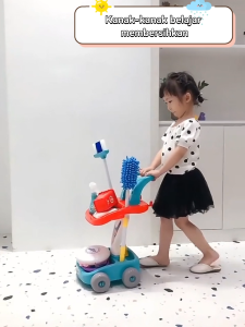 12pcs Cleaning Toy Set Penyapu Mainan Budak Pretend Play Set ABS Material Toys Gift for Kids 3 Yr