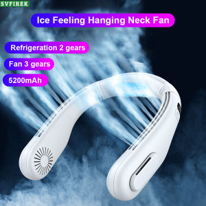 New Semiconductor Refrigeration Fan Portable Hanging Neck Fan USB Fan Outdoor Cooling Air Conditioner Fan USB Bladeless Mute Fan 5200mAh Sports Fans