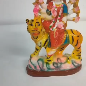 Sherawali Mata Idol with Tiger | Maa Durga Murti for Pooja Navratri Golu |Home Décor & Gifting – 9.5 x 6.5 Inch | 1 Pc