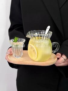 Phong Cách Nhật Bản Đơn Giản Bộ Uống Solo Trà Trái Cây Cà Phê Latte Sữa Mỹ Lạnh Pha Cốc Một Nồi Bắc Âu Vintage 1 Lớp Cốc Thủy Tinh Đa Năng Chịu Nhiệt Thìa Thủ Công Bao Gồm