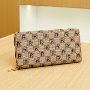 Large Capacity Fashionable Ladies Long Zipper Wallet Leather Coin Purse Handbag New Design Phone Bag Youth Polyester Lining