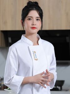 An Su Jin แขนยาว Baking Chef ชุดทํางานสําหรับร้านเค้กและ Pastry Shop ปักฤดูหนาวสําหรับผู้หญิงวัสดุโพลีเอสเตอร์