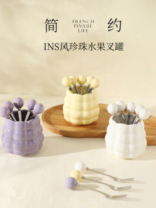 Sheri Cao Cấp Bộ Nĩa Trái Cây Có Hộp Bảo Quản Thép Không Gỉ 304 Sử Dụng Tại Nhà Nhỏ Dĩa Trẻ Em Que Trái Cây Trái Cây Phím