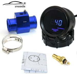 รถขนาด 2 "52mm 12V อุณหภูมิน้ํา 40 ~ 150 องศาเซลเซียสอุณหภูมิ + อุณหภูมิน้ําท่ออะแดปเตอร์เซนเซอร์ 1/8NPT ไฟเตือน