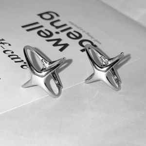925 Sterling Silver Star Hoop Earring for Women Hip Hop Versatile Punk Rick Office Jewelry Party Gift Dropshipping