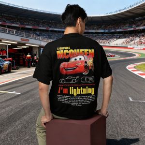 2025 Summer Disney Cars Lightning McQueen Printed Boys and Girls 100% Cotton Printed T-shirt Casual Sports  Family Parent-Child