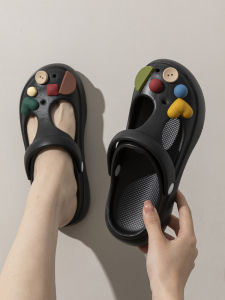 Mary Janes Thick Heel Sandals Womens Summer Outdoor Beach Sandals Hollow out Slip-On EVA Flat Bottom Heart Shaped Toe Shoes