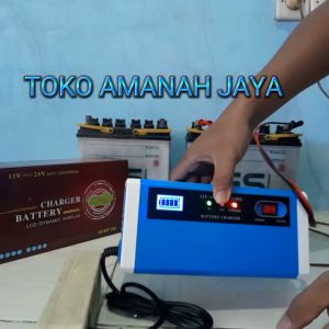 Cas Aki Charger Accu Mobil Motor 12v 24v 10a Portable Otomatis Carger 12 Volt 24 Volt 10 Amper
