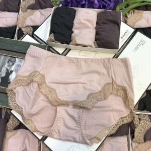 กางเกงชั้นในทรงสามเหลี่ยมผู้หญิง ดีไซน์เรียบหรู ขอบลูกไม้ ทรงเอวกลาง ไร้ตะเข็บ ผ้าฝ้าย เอวสูง ฤดูใบไม้ร่วง 2019