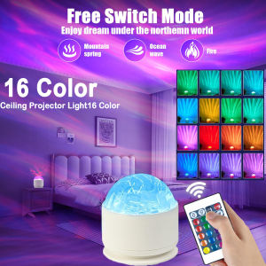 LED Night Light White Northern Lights Projector Light Remote Control 16 Colors USB Plug-in for Kids Room Decoration & Sleep Lamp