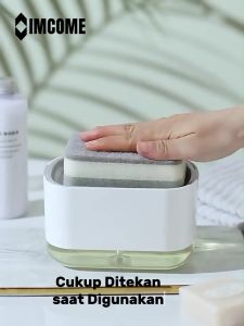 IMCOME Dispenser Tempat Sabun Cuci Piring Wadah Wastafel Sabun Cuci Piring dan Spons Dapur 3 IN 1