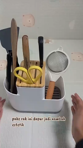 Tempat Pisau Sendok Garpu Alat Dapur Utensil Storage Warna Putih