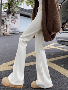 Off-white Spring High-waisted Slimming Bell-bottom Trousers